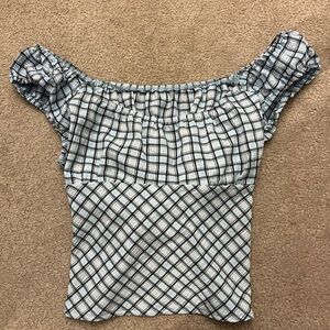 Plaid Off-Shoulder Babydoll Top
